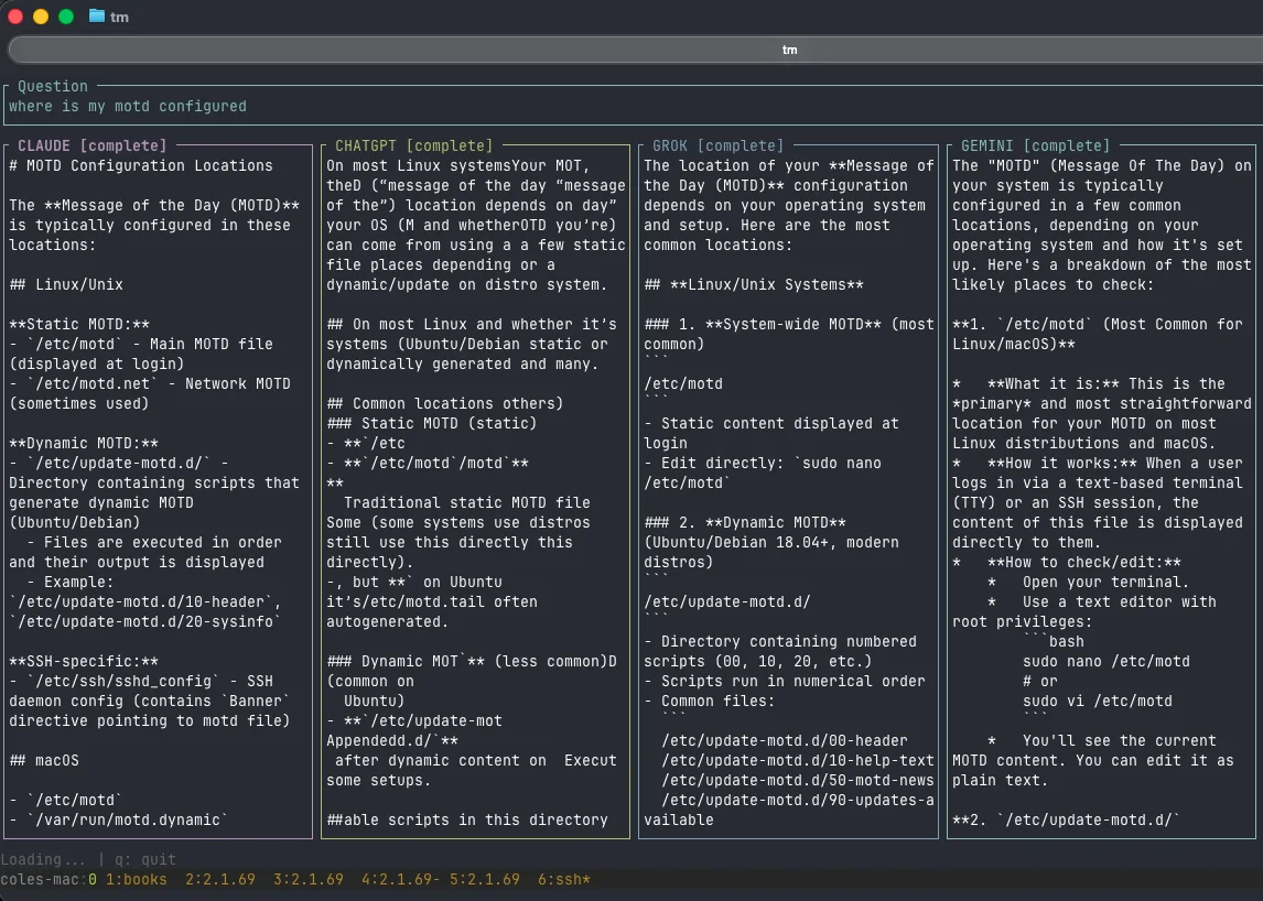 ai-cli multi-provider council in a terminal UI