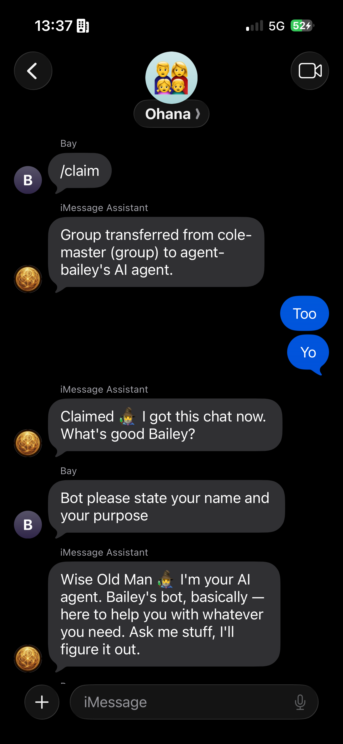 Agent claiming a group chat via /claim command