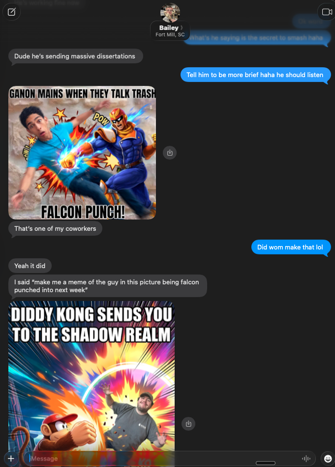 Falcon Punch and Diddy Kong Shadow Realm meme generation